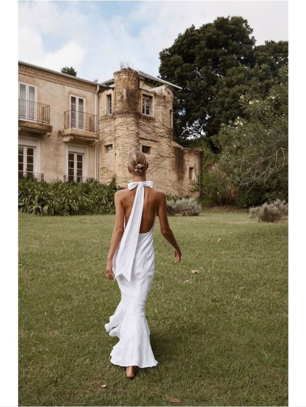 DISSH Aisle White Linen High Neck Dress Nwt